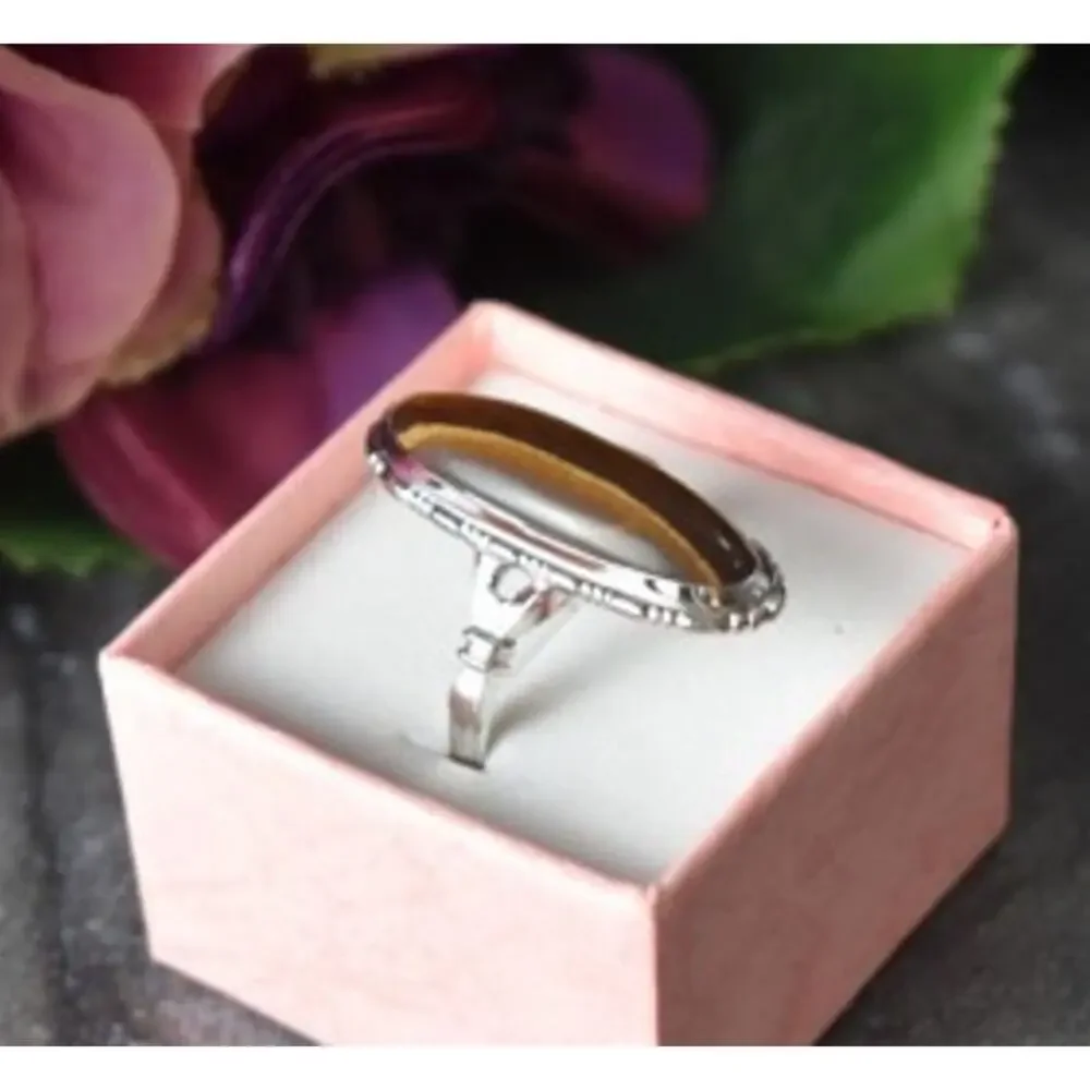 925 Sterling Silver Tiger'S Eye Ring Size 8
